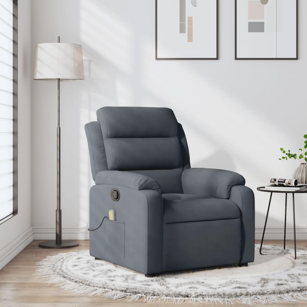 vidaXL Massage Recliner Chair with 6-Point Vibration Massage and Convenient Side Pocket, Dark Green Velvet Rocker, Adjustable Backrest & Footrest Lounge Seat for Living Room, USB Charge Port